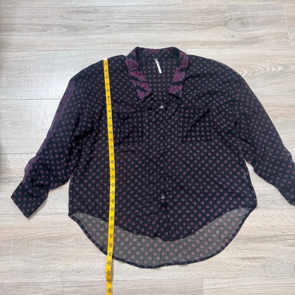 Free People Purple Black Easy Rider Floral
Paisley Button Up Blouse Size Small - Picture 7 of 16